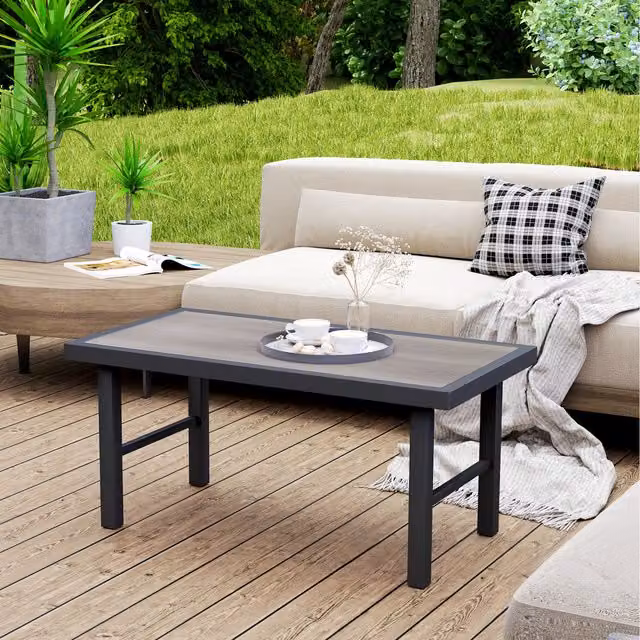 Outsunny Modern Metal Garden Coffee Table in Matt Grey
