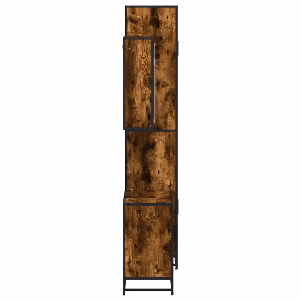 Berkfield Home 3 Piece Industrial Bathroom Furniture Set in Brown Smoked Oak – 4