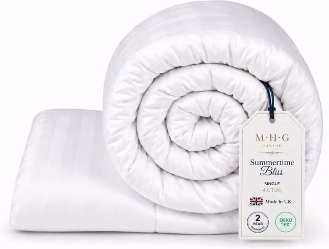 MHG Living 4.5 Tog Lightweight Summer Microfibre Hollow Fibre Duvet, White, Single