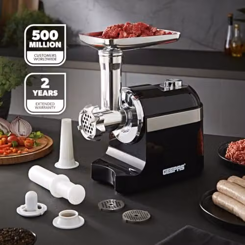 Geepas 1800W Electric Meat Grinder and Sausage Stuffer in Black with Stainless Steel and Aluminium Components – 2