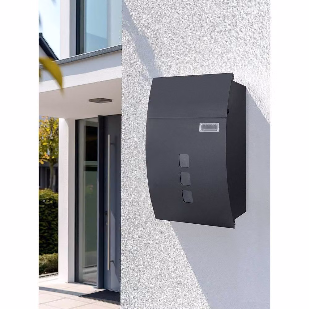 PAWNORA Black Wall-Mounted Letter Box with Lock – 4