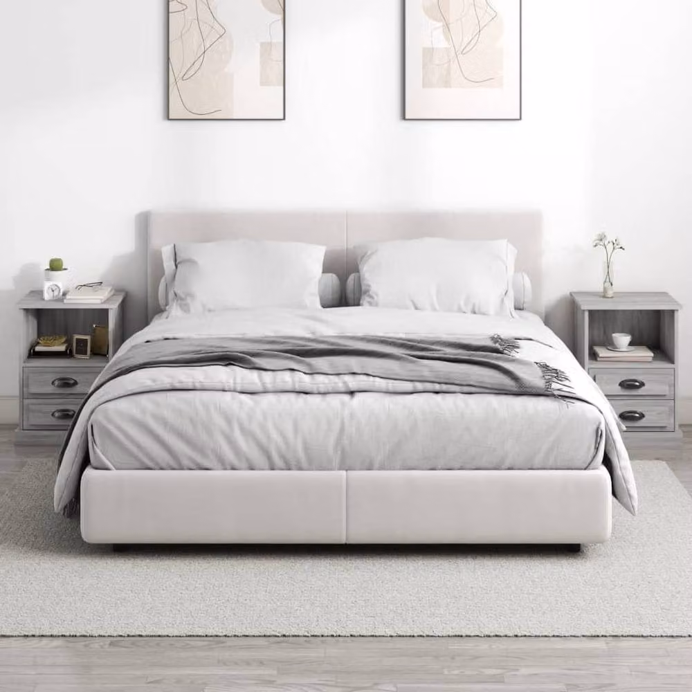 Berkfield Home Set of 2 Bedside Cabinets in Grey Sonoma, W/D/H: 43 x 36 x 60 cm – 3