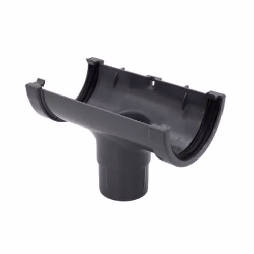 FloPlast Mini Gutter Running Outlet, 76mm, Anthracite Grey