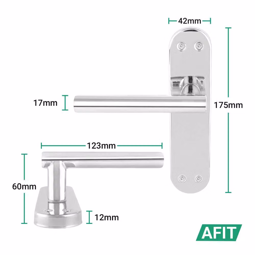 AFIT Chrome T-Bar Handle Latch Hinges and Backplate Set in Silver, 4 Pairs, 150 x 150 mm – 1