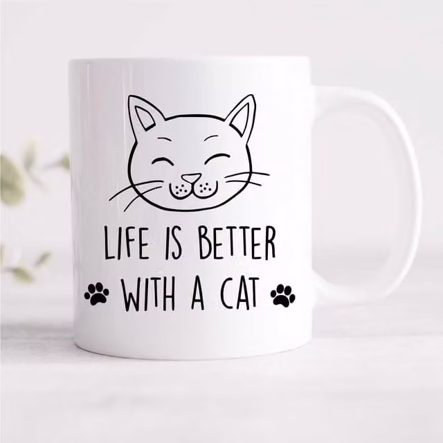 60 Second Makeover Cat Life Is Better With A Cat Ceramic Mug in White