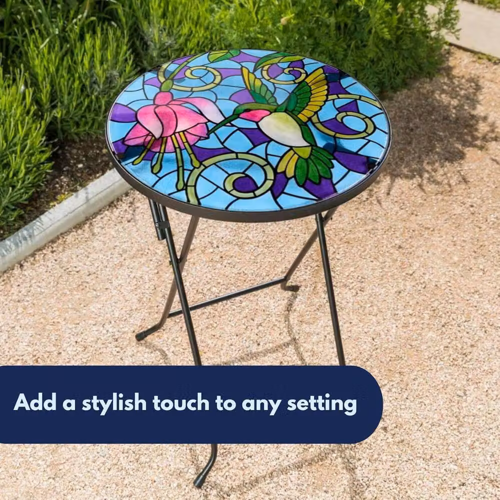 Marco Paul Hummingbird Outdoor Glass Bird Bath in Multicolour Floral Design – 5