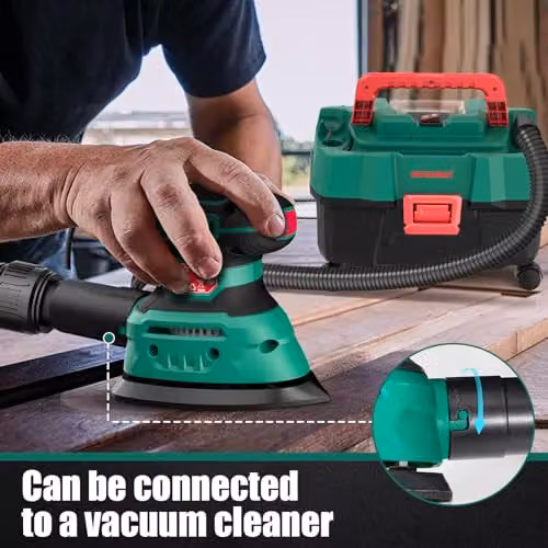 HYCHIKA 140W Detail Electric Mouse Sander in Green with 12 Sanding Sheets – 4