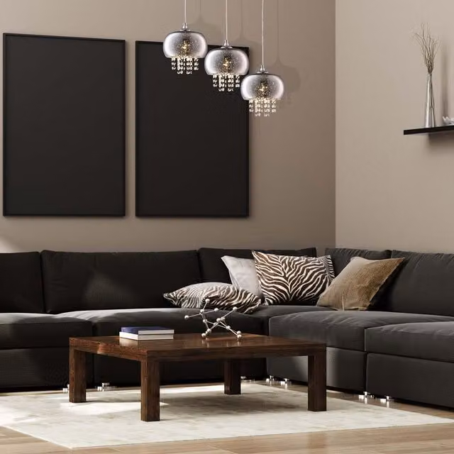 Milagro Starlight Pendant Lamp in Chrome and Yellow Crystal Glass, Height Adjustable