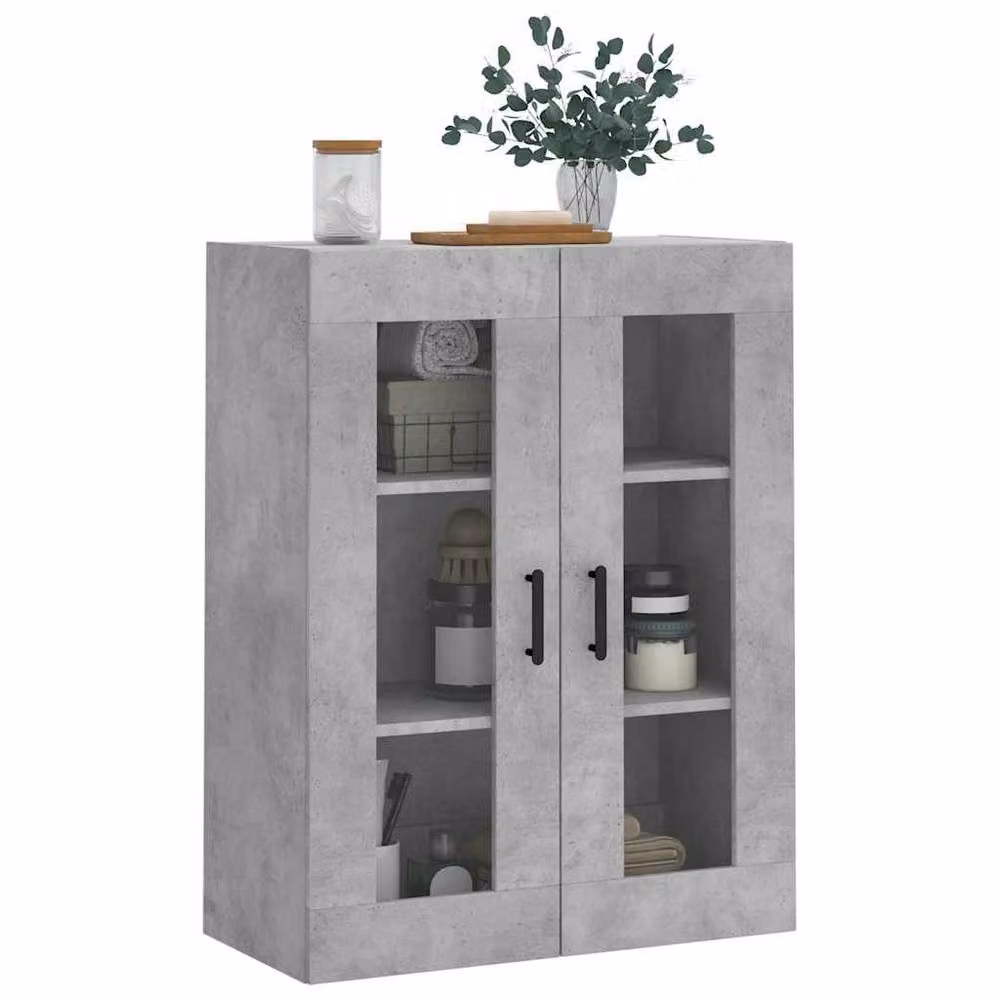 Berkfield Home Wall Mounted Cabinet in Grey with Glass Doors, W/D/H: 69.5 x 34 x 90 cm – 3