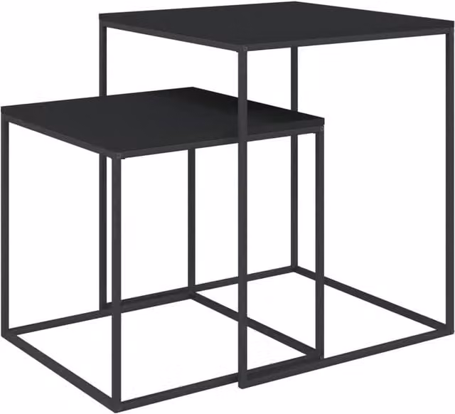 Berkfield Home 2-Piece Nested Coffee Table Set in Black with Engineered Wood and Metal – 1