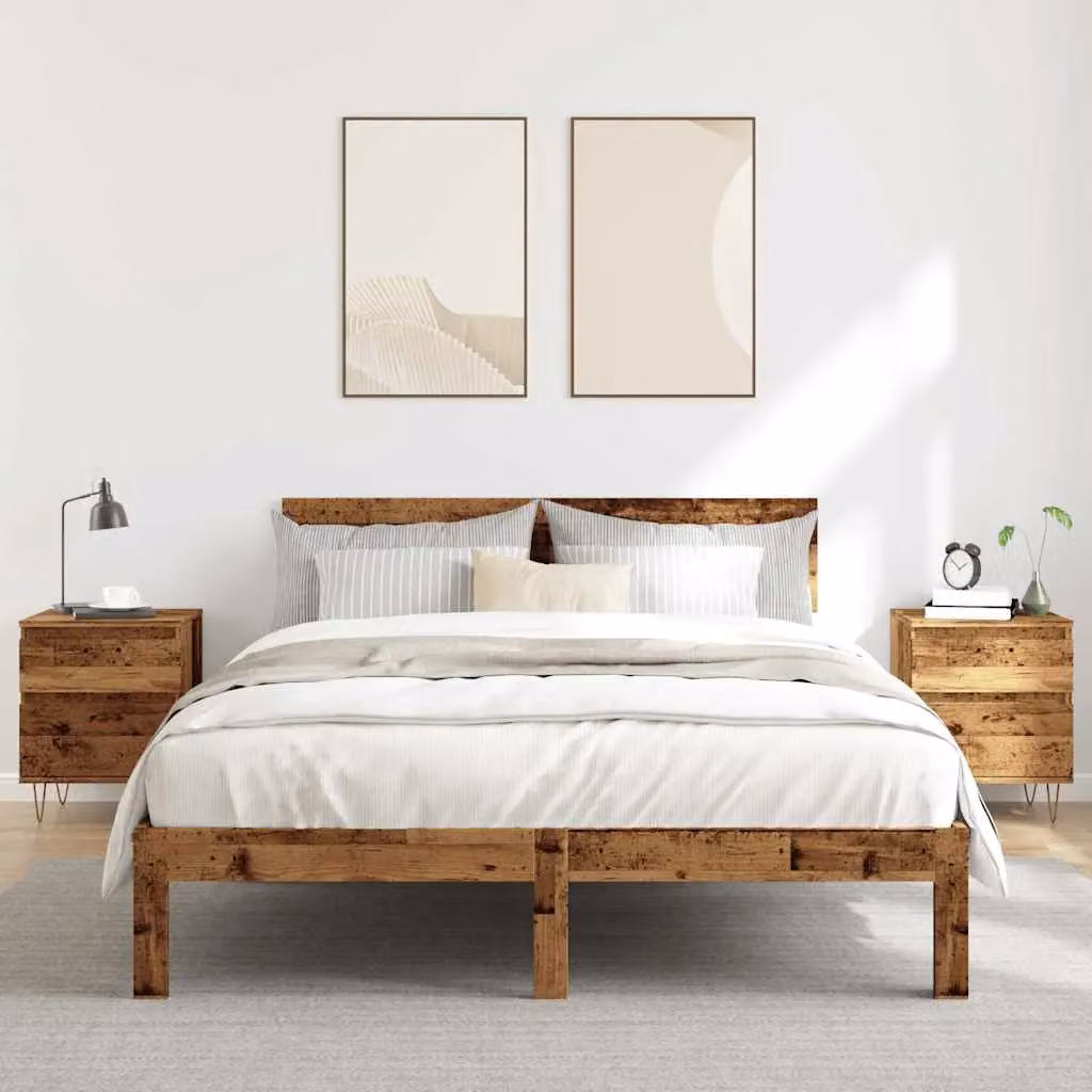 Berkfield Home Set of 2 Bedside Cabinets in Old Wood Brown, W/D/H: 40 x 35 x 50 cm – 3