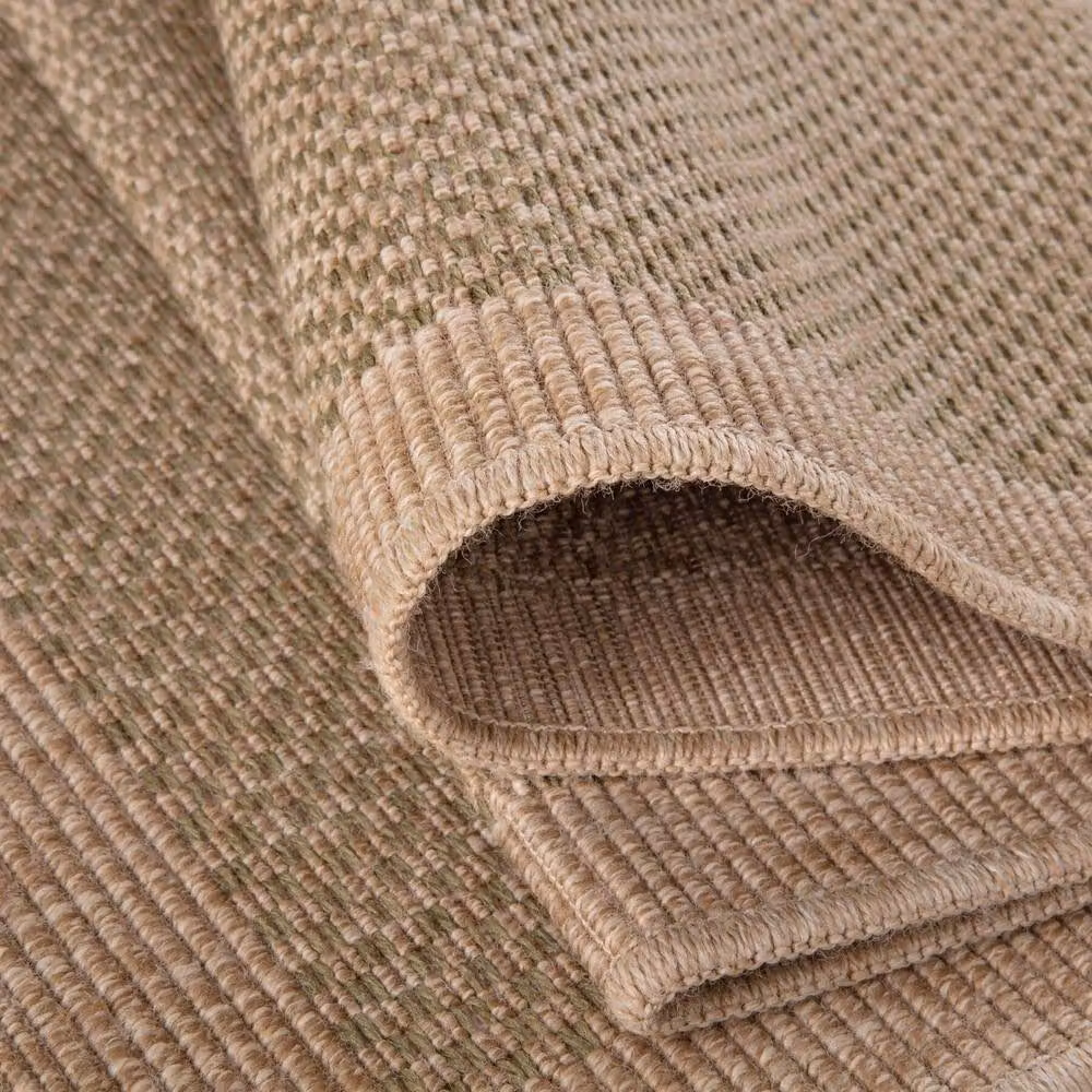 THE RUGS Jute Looking Square Dots Design Outdoor Rug in Blue Nature Green, W: 160 cm, L: 230 cm