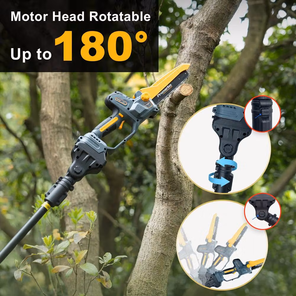 Prunarbo Cordless Pole Saw Kit with 2.5m Reach and 2 Rechargeable Batteries in Black – 5