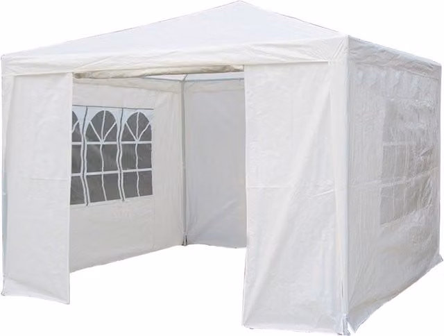 Oypla White Waterproof Garden Gazebo Marquee Awning Tent, W 300 cm x D 300 cm x H 300 cm