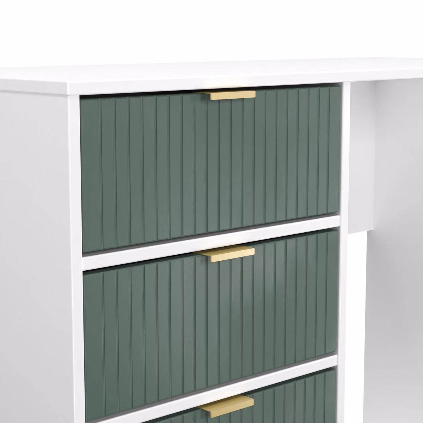Ready Assembled 2 U Bexley 4 Drawer Vanity in Green with Gold Metal Accents – 3