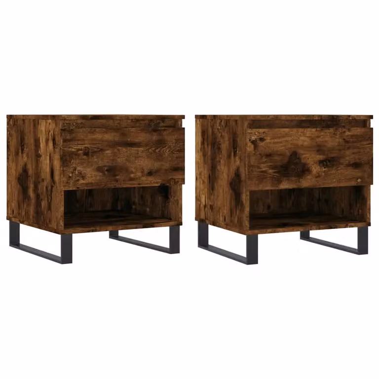Berkfield Home Set of 2 Modern Smoked Oak Coffee Tables in Brown, W/D/H: 50 x 46 x 50 cm