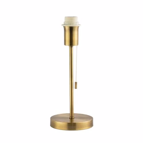 Happy Homewares Classic Metal Table Lamp Base in Gold/Brass with Pull Chain Switch, H 31 cm x W 13 cm x D 13 cm – 1