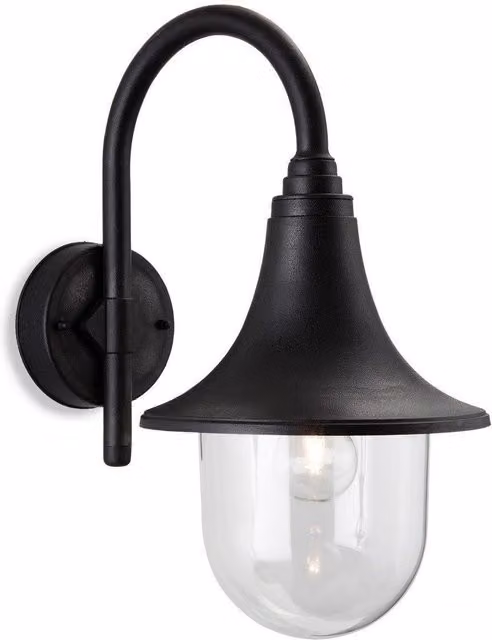 Netlighting Astra Black Resin Lantern Wall Light with Transparent Glass IP44 E27