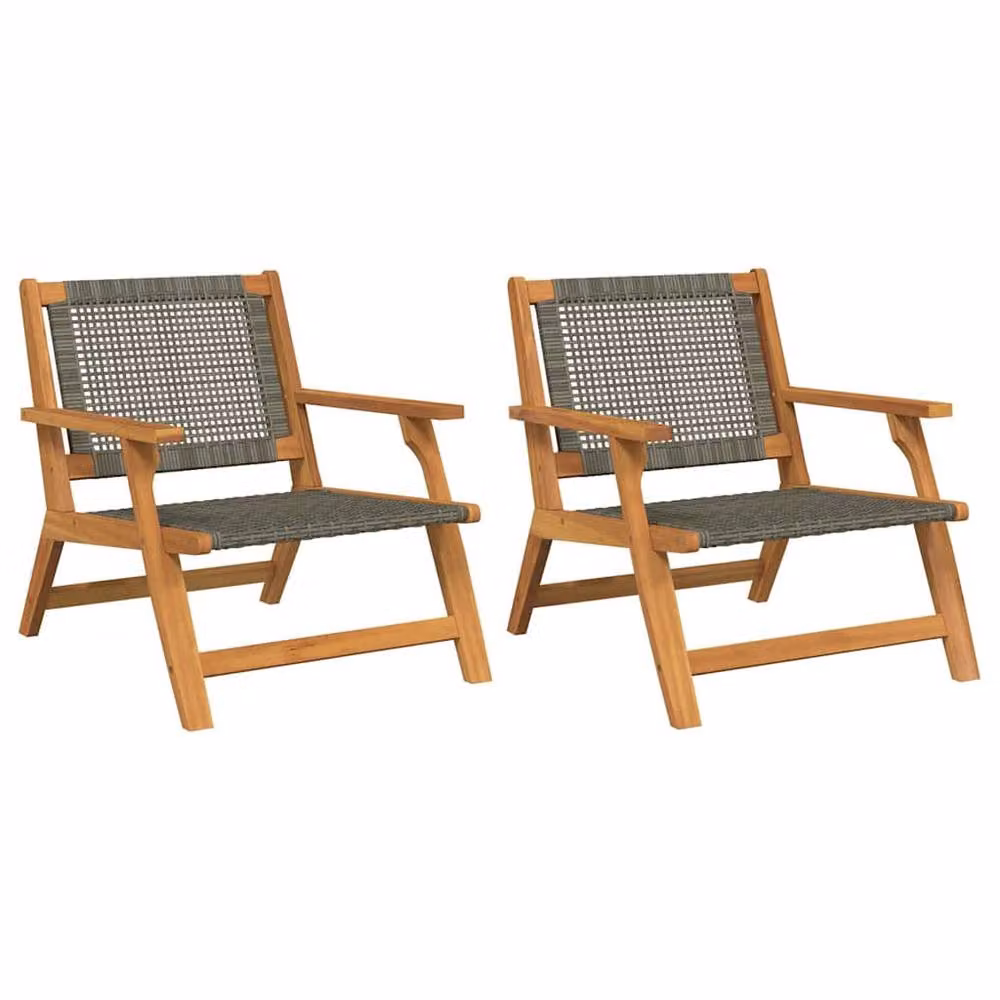 Berkfield Home Modern Garden Chairs, 2 Piece Set in Grey Acacia Wood, W/D/H: 76 x 67 x 73.5 cm – 2