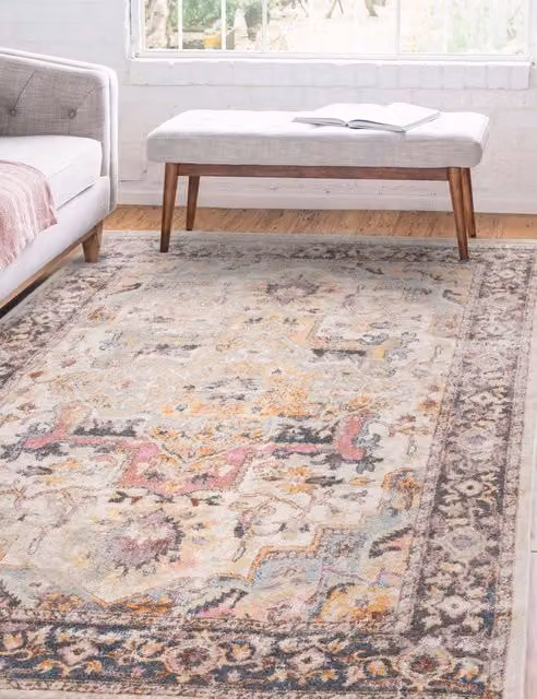 Asiatic Flores Kira Multi-Colour Floral Woven Vintage Rectangular Rug