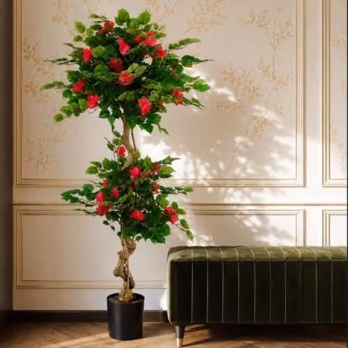 150cm Pink Japanese Artificial Silk Bougainvillea Tree with Black Accents – 1