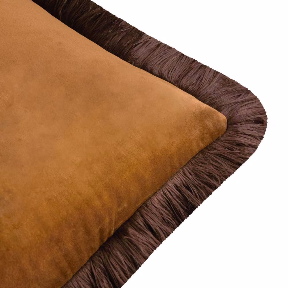 Furn Halo Fringed Velvet Cushion in Brown and Beige, W/D/H: 50 x 50 x 50 cm – 2