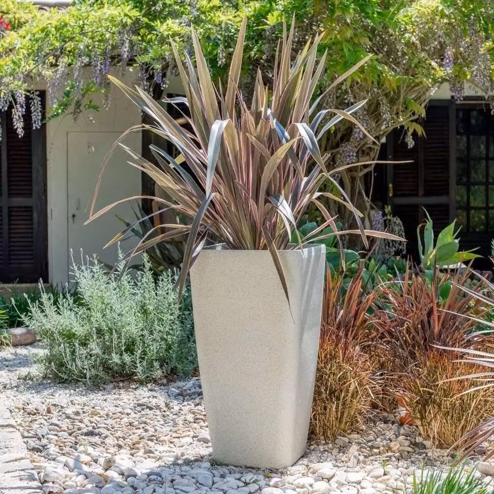 Primrose Stone Effect Resin Flared Planter Trough for Indoor and Outdoor Use in White, 76 cm – 2