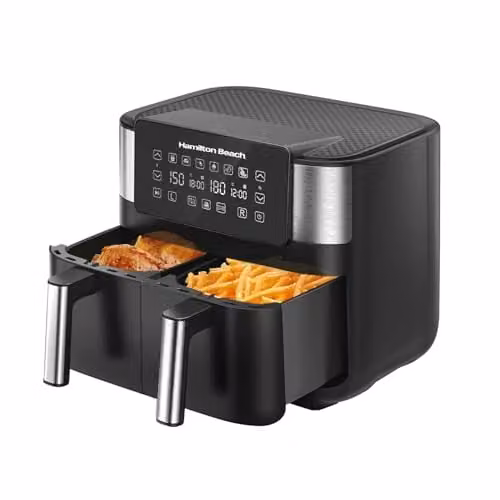 Hamilton Beach HealthyCook 8L Dual Air Fryer with 2 Drawers and SYNC Function, Black, HB4006