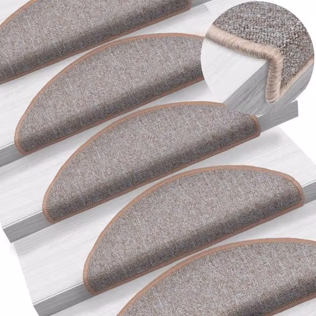 Berkfield Home Non-Slip Self-Adhesive Stair Mats, 10 Pack, Brown, W/D/H: 65 x 24 x 4 cm – 1