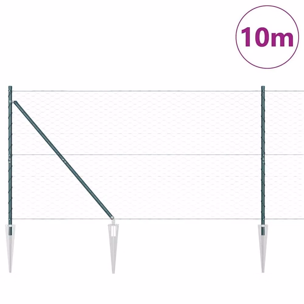 Berkfield Home Hexagon Steel Fence, Green, H: 140 cm, W: 10 m – 3