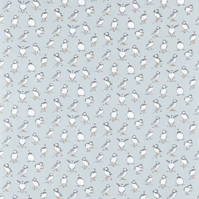 Clarke & Clarke Atlantic Plain Cotton Fabric in Smoke Grey and Blue