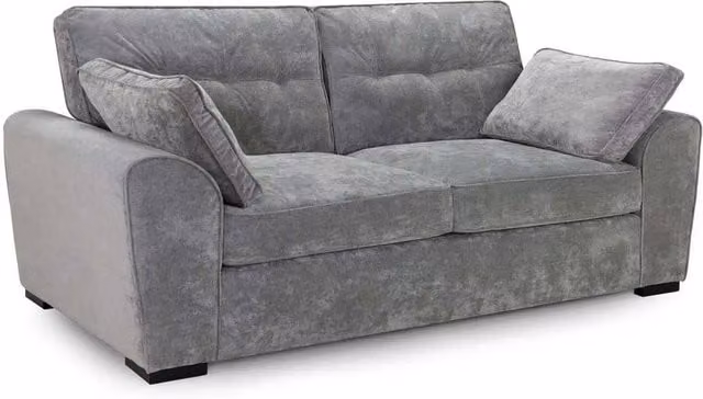 Furnishings For Less UK Montford Grey Fabric 3 Seater High Back Sofa with Scatter Cushions and Removable Covers