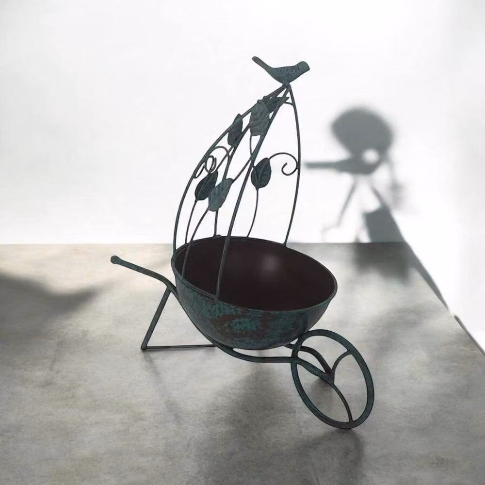 Minster Metal Garden Planter Pot, Green, W: 34 cm, H: 36 cm, L: 19 cm – 4