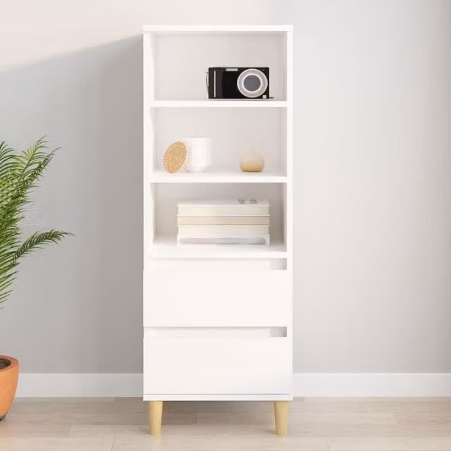 Berkfield Home White Matt Highboard in Engineered Wood W/D/H: 40 x 36 x 110 cm