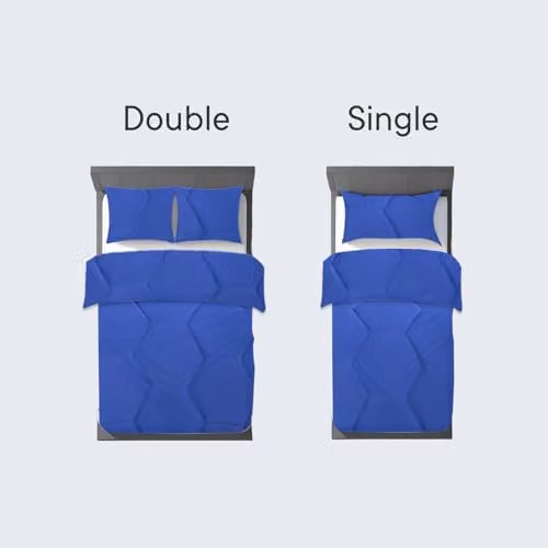OHS Blue Coverless Honeycomb Quilted Single Duvet and Pillowcase Set, 7.5 Tog, W/D/H: 135 x 200 cm – 3