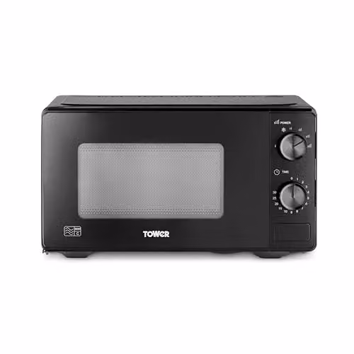 Tower 20 Litre 800W Solo Manual Microwave with Timer and Dial Controls, Black, T24044BLK – 1
