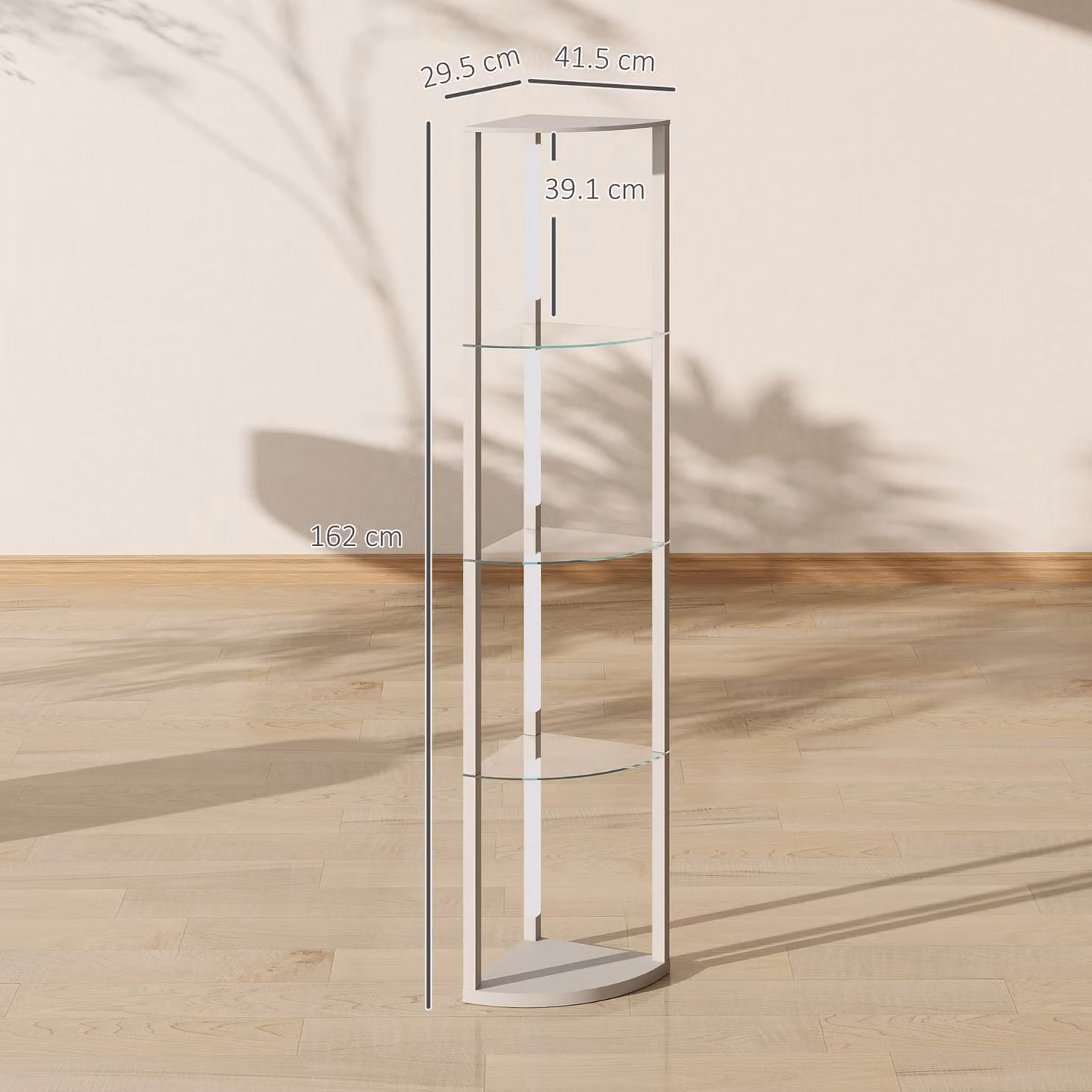 HOMCOM Dimmable LED Floor Lamp with Shelves and Foot Switch, Grey – 3