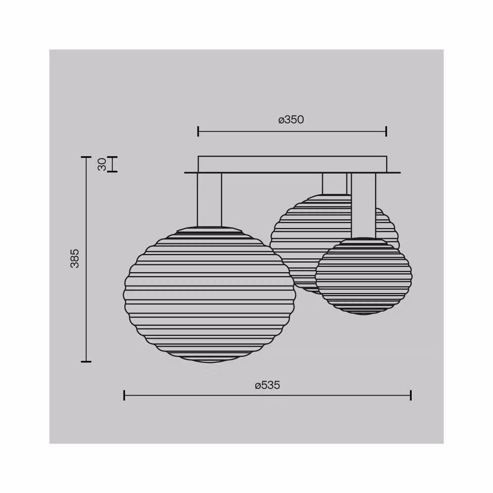Netlighting Reels Modern Globe Ceiling Light in Black with 3 x E14 Smoky Glass Shades – 2