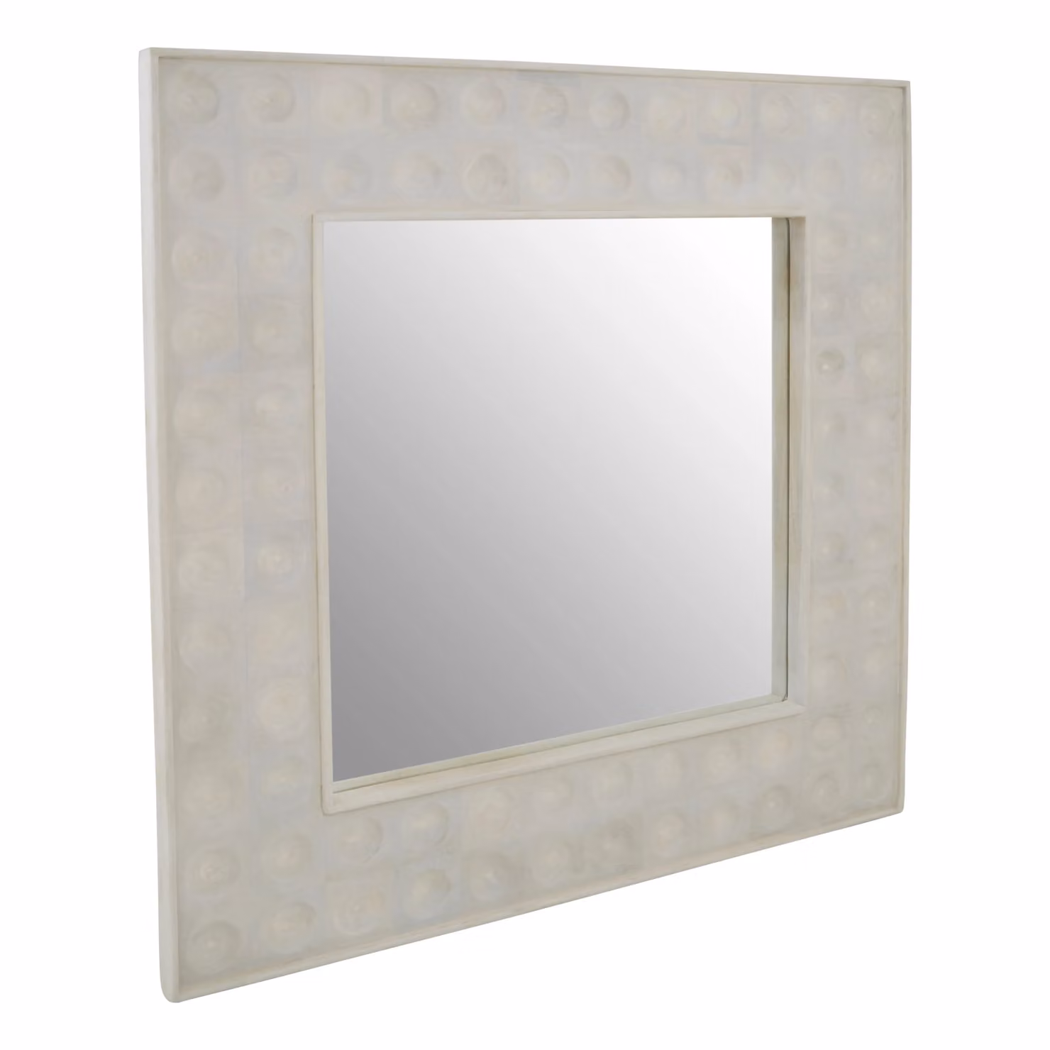 Orsina White Square Wood Wall Mirror – 4
