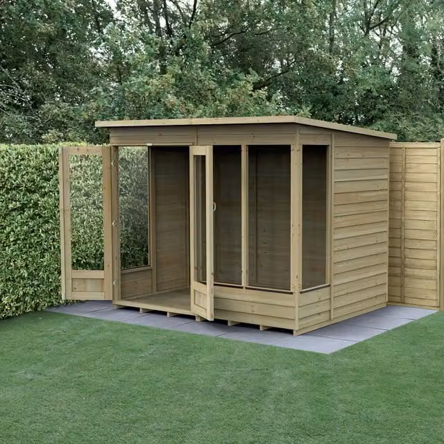 4LIFE Pent Summerhouse in Beige Wood with Window