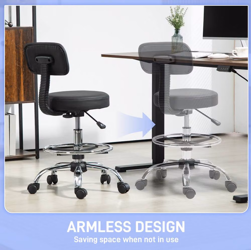STILVORA Black Drafting Chair with Swivel Seat and Adjustable Footring – 2