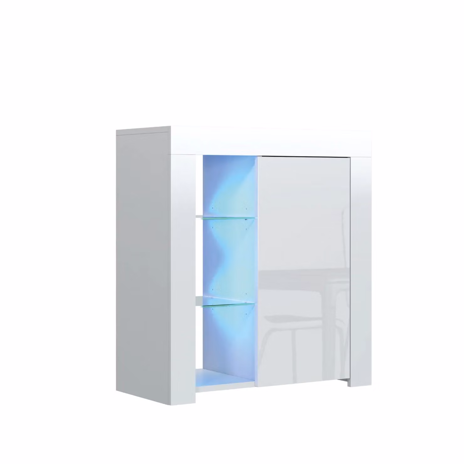 Mex Furniture LTD Modern White Gloss Sideboard with Integrated LED Lighting, W/D/H: 83 x 35 x 75 cm – 2