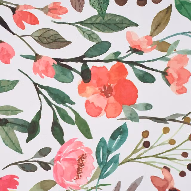 Livingandhome Self-Adhesive Floral Wallpaper in Multi-Colour and White