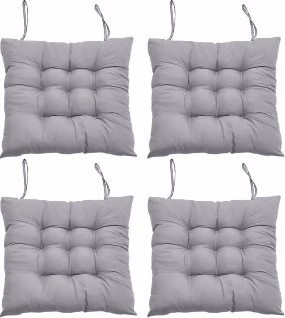Living and Home 4-Piece Soft Thicken Polyester Tatami Seat Cushion Set in Grey – 1