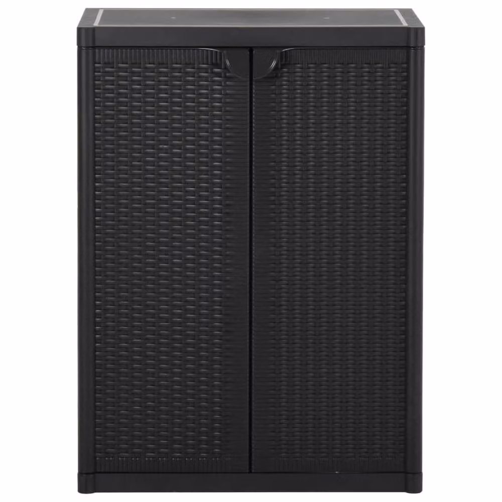 Berkfield Home Garden Storage Cabinet in Black PP Rattan, W/D/H: 65 x 45 x 88 cm – 2