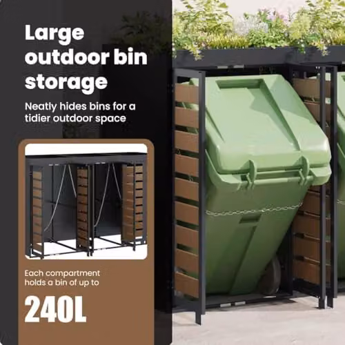 vidaXL Wheelie Bin Storage for 5 Bins in Anthracite Steel – 7