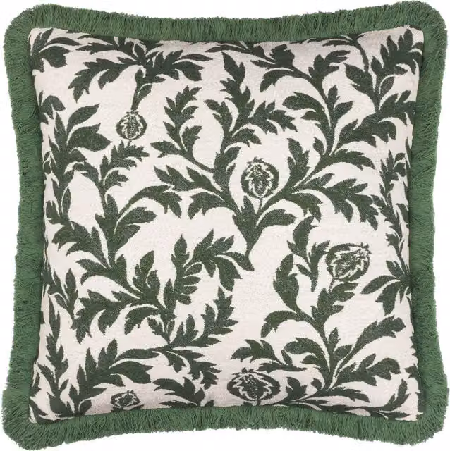 Make It A Home Hedera Jacquard Floral Cushion in Green