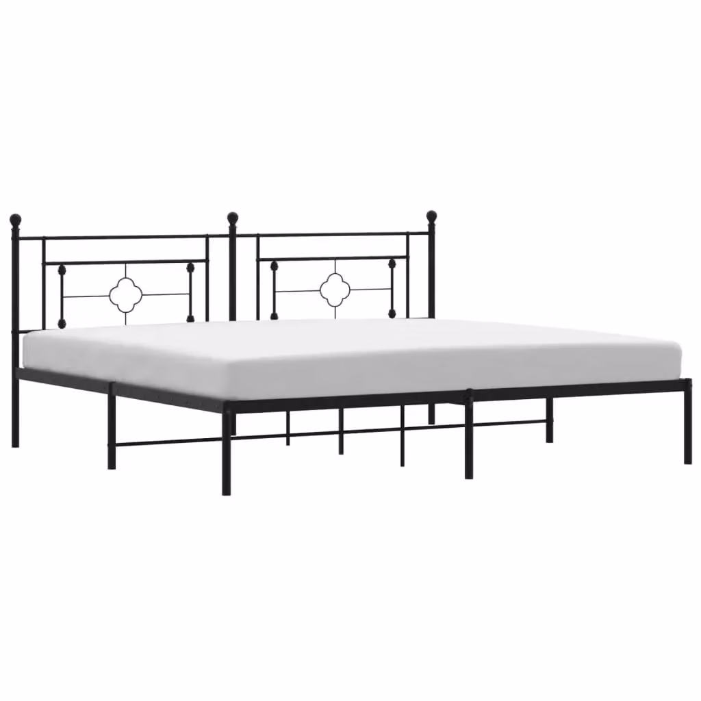 Berkfield Home Metal Bed Frame with Headboard, Black, W: 193 cm, D: 203 cm – 2