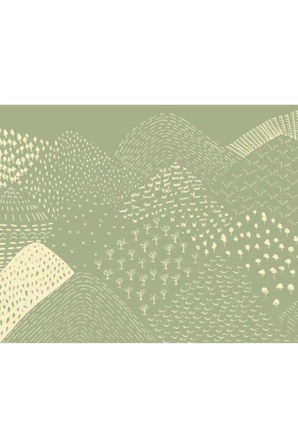 Origin Murals Abstract Fields Wall Mural in Green, W: 300 cm, H: 280 cm – 2