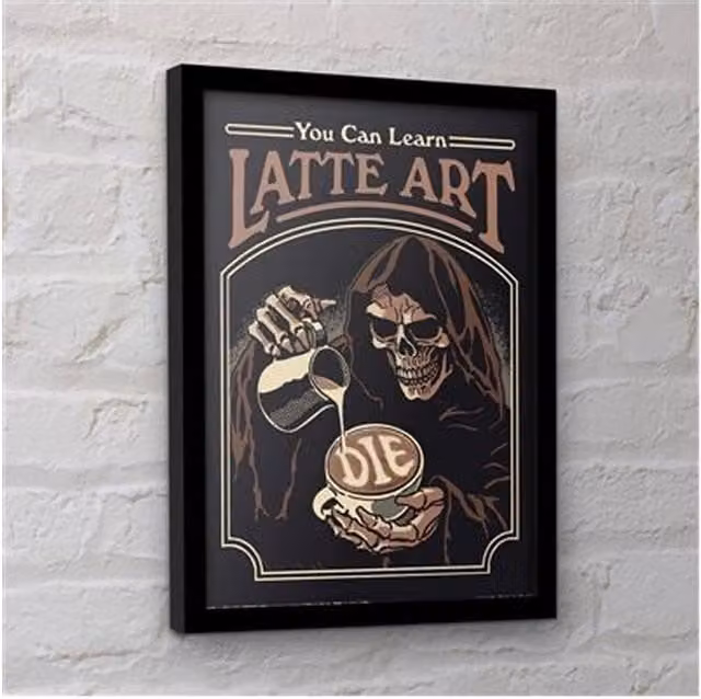 Steven Rhodes You Can Learn Latte Art Framed Paper Poster in Black – 1